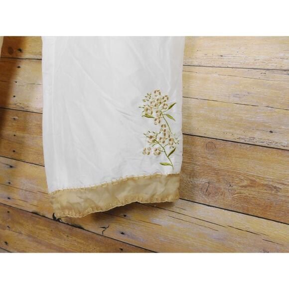 Women Outfit Sleeveless Top Pants 10 Cream White Embroidered Flowers Silk - Picture 7 of 14
